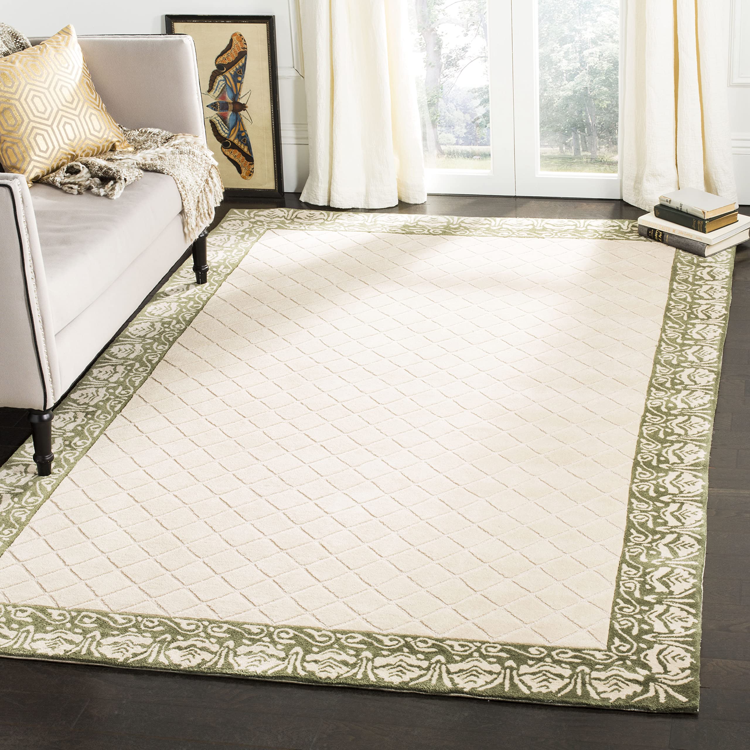 SAFAVIEH Total Performance Collection Accent Rug - 3' x 5', Light Green, Hand-Hooked Border, Non-Shedding & Easy Care, Ideal for High Traffic Areas in
