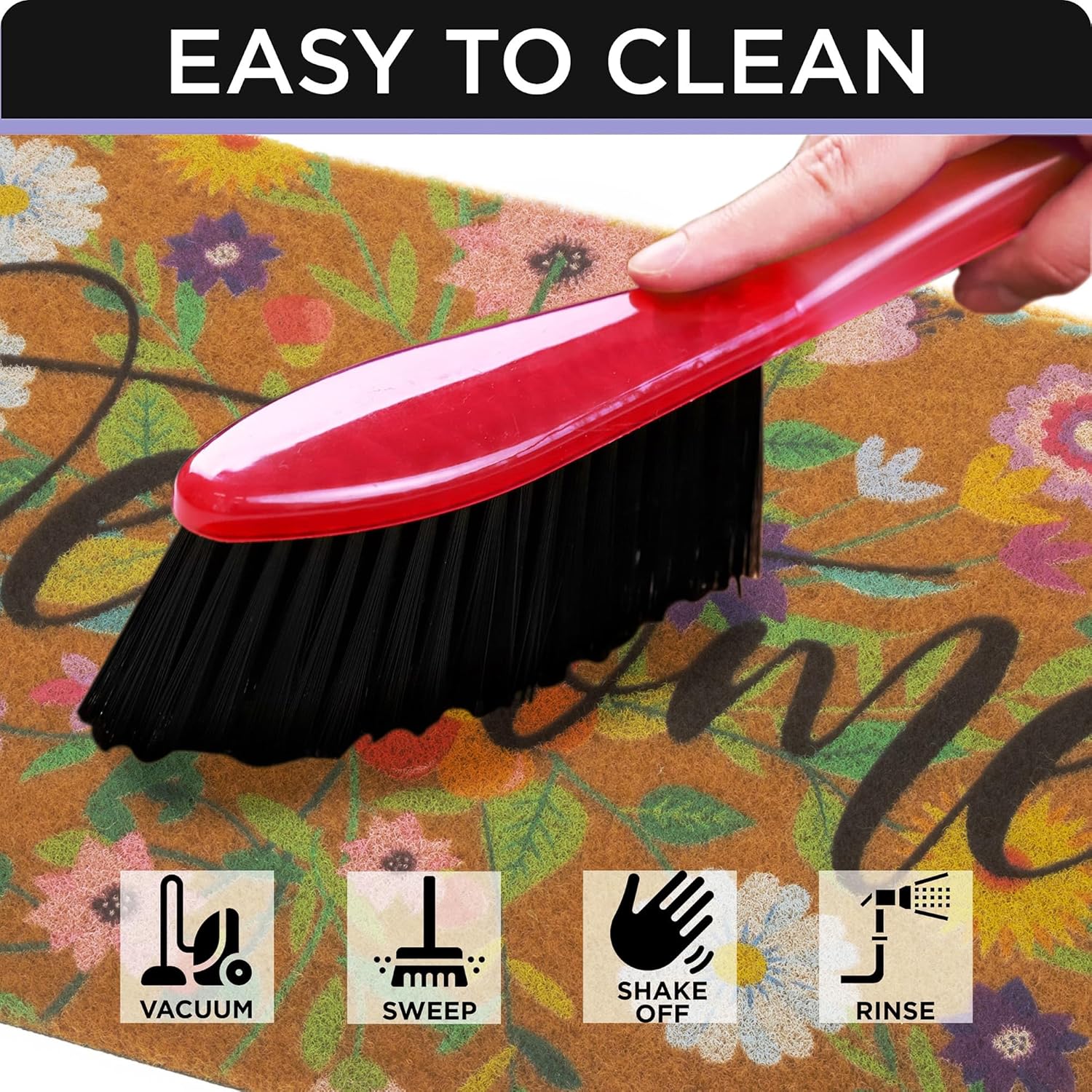 Floral Welcome Mats Flower Coir Door Mat Colorful Spring Door Mat Indoor Entrance Cute Decorative Outdoor Doormats Non Slip Outside Door Mats for Front Door Rugs 17 * 30"