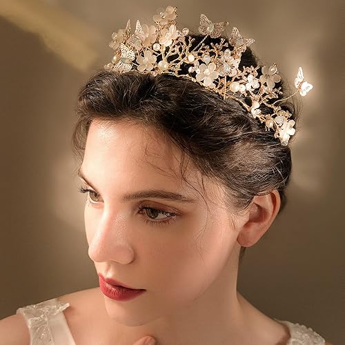 Miniatura 5 de Yumikoo Corona de flores de hadas para mujer, tocado de flor de perla blanca para fiesta de boda