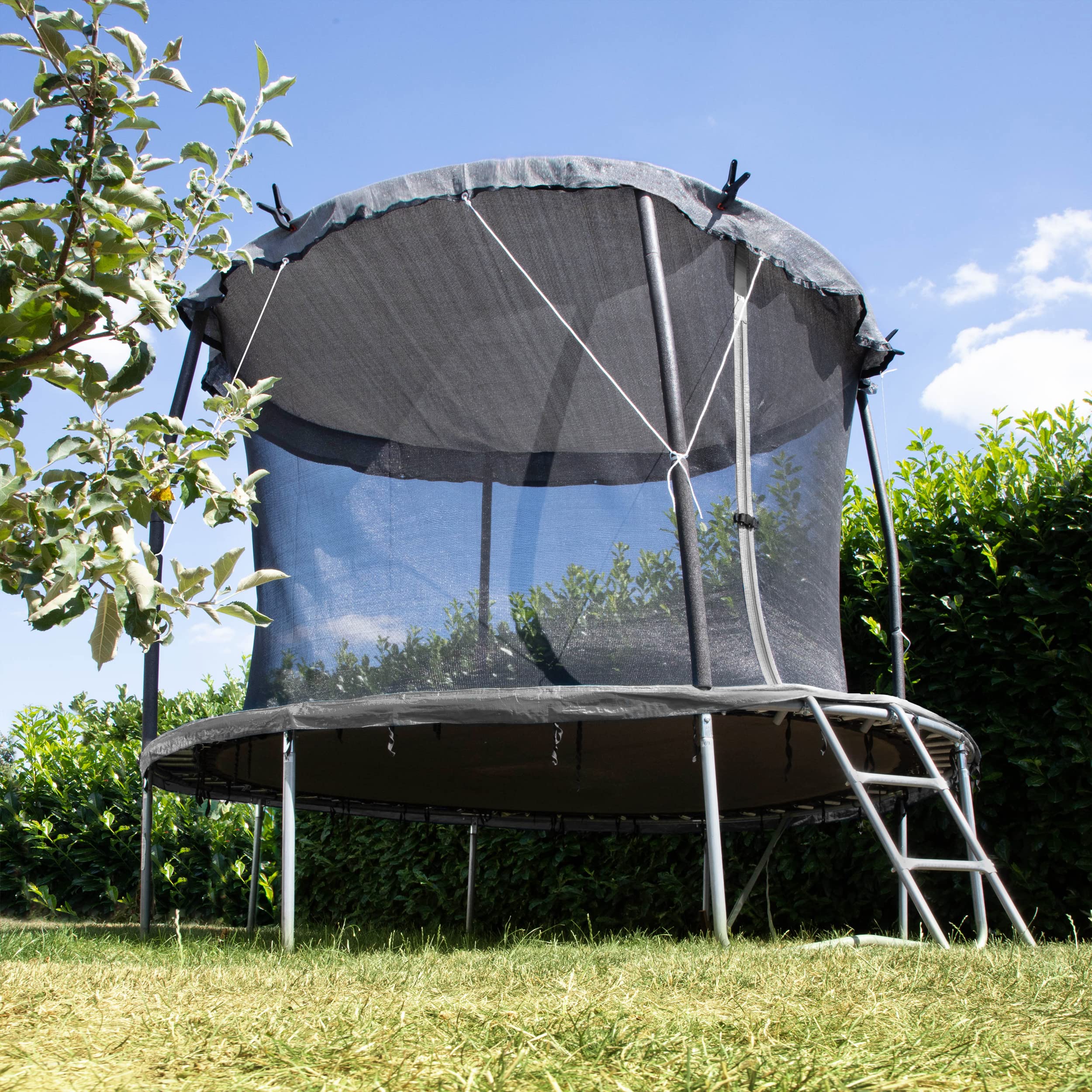ONVAYA® Trampolin Sonnensegel in Anthrazit | Reißfest und luftdurchlässig | Schutz vor UV- Strahlung und Witterung | Trampolin Abdeckung Ø 305 | Aus 100% HDPE Kunststoff-Gewebe
