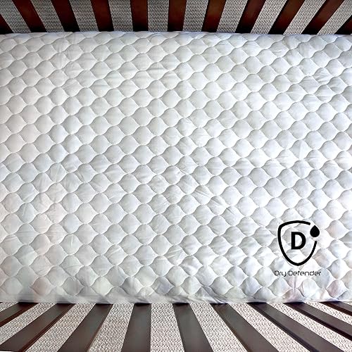 Miniatura 9 de Cubierta protectora para colchón de cuna Dry Defender, impermeable, de algodón orgánico, sin blanquear, no tóxico e hipoalergénico (28 x 52 x 7