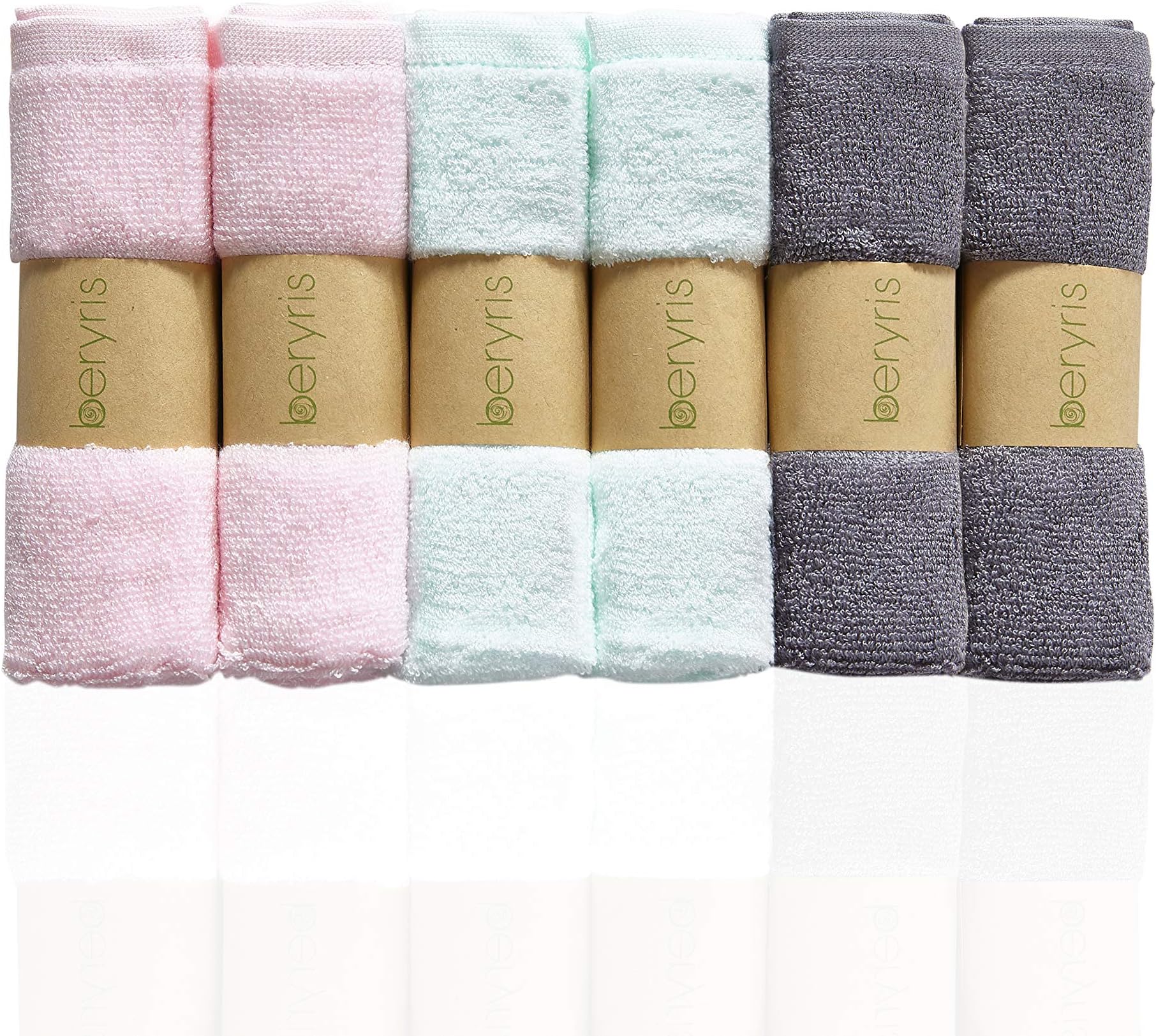 beryris Flannel face cloth (6-Pack) - Bamboo face cloth Ultra-Soft & Baby Wash cloth for Baby's Sensitive Skin - Size 10"x10" face flannels - face cloths for washing face- Antibacterial Adult Flannel