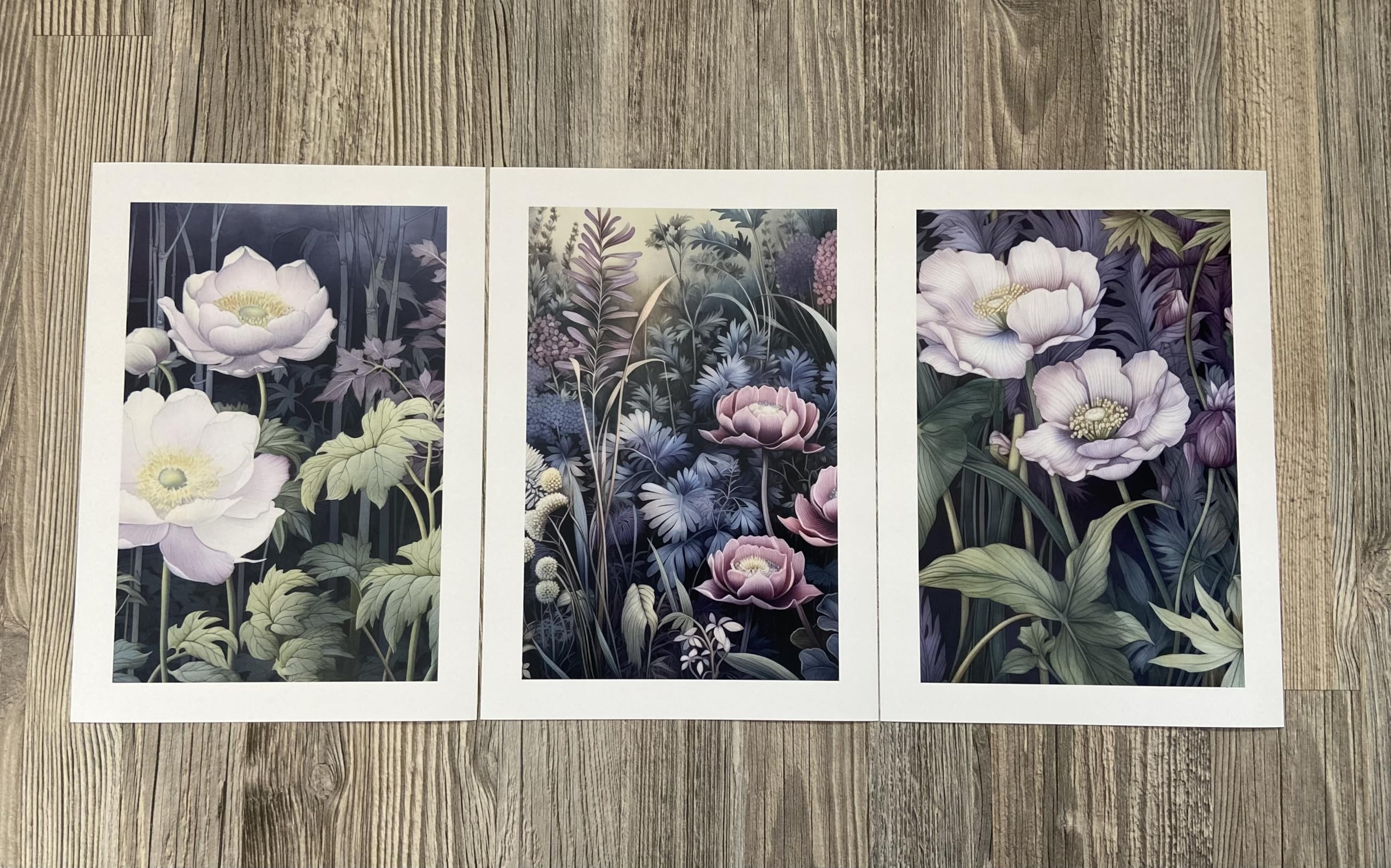 Purple Japanese Botanicals Wall Art Set of 3 Unframed Poster Prints, Tropical Plant Decor - Image 3