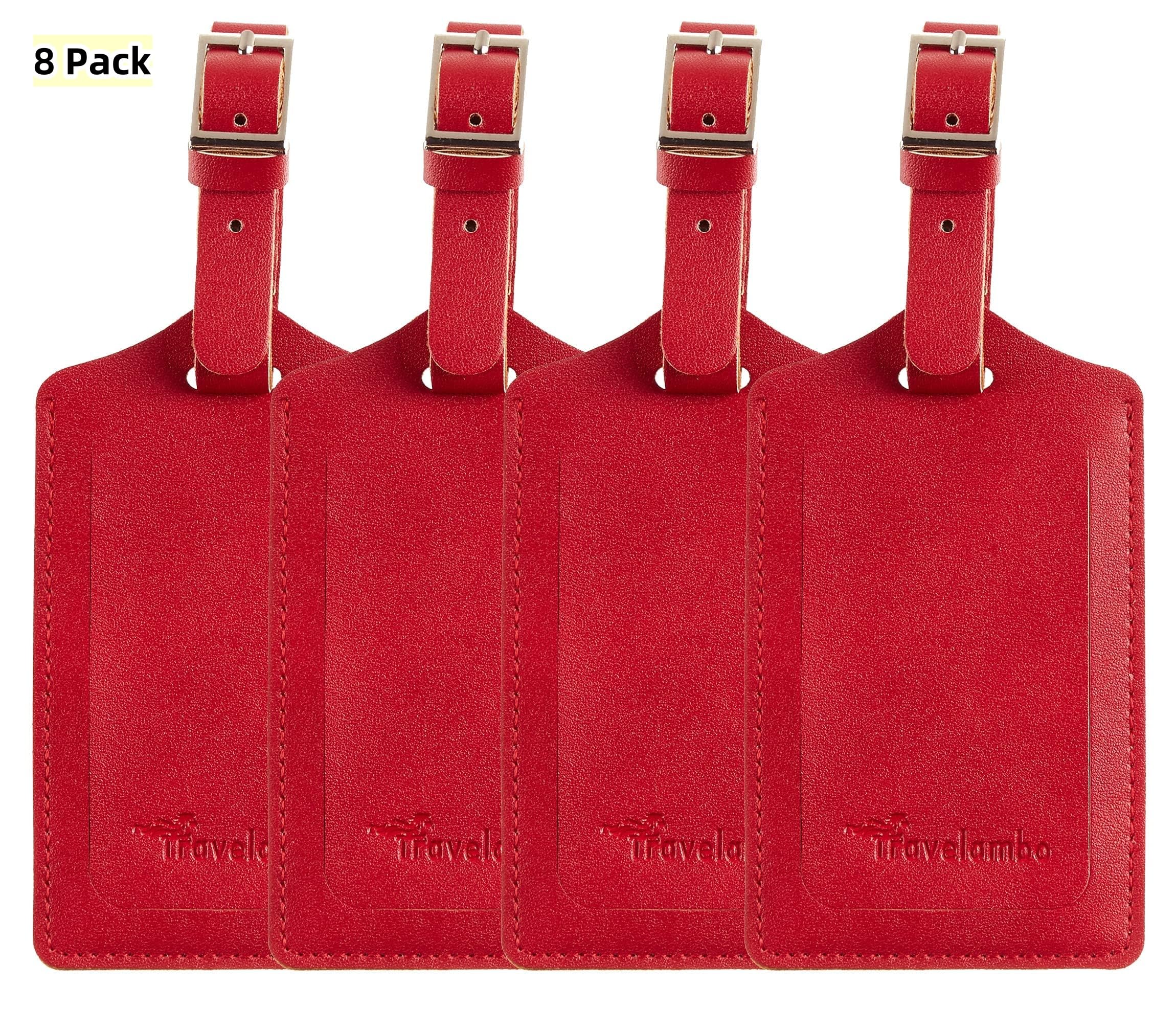 Travelambo Luggage Tags for Suitcases PU Leather Travel Tags Bag Tags Privacy Protection Travel Essentials