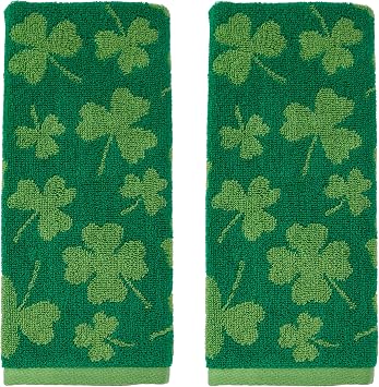 SKL Home St. Patricks Day Shamrock Hand Towel Set-2pc, Jacquard, Green