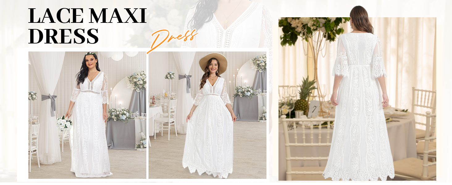 Amazon.com: Women Plus Size Maxi Black Long Lace Boho Wedding Guest  Bohemian Flowy Photoshoot Summer Evening Party Hippie Dresses : Clothing,  Shoes & Jewelry