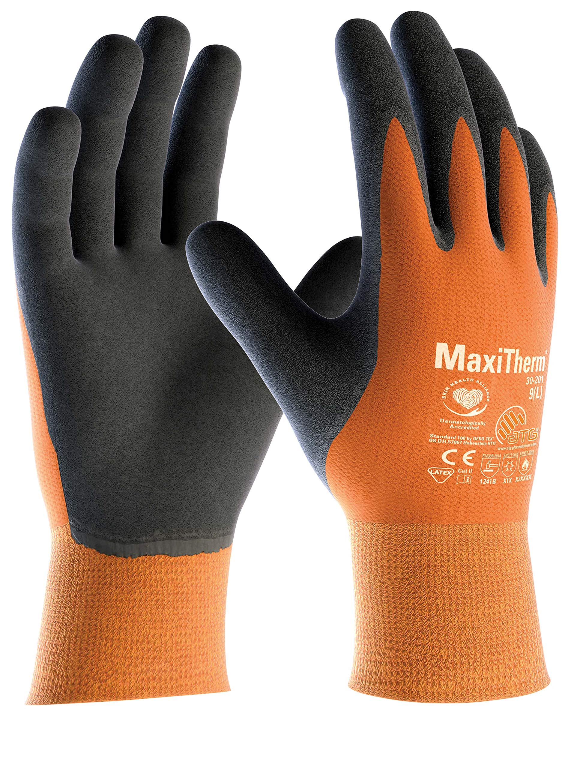 (12 Paar) ATG Handschuhe 30-201 Kälteschutzhandschuhe MaxiTherm 12 x orange/grau 10 (XL)