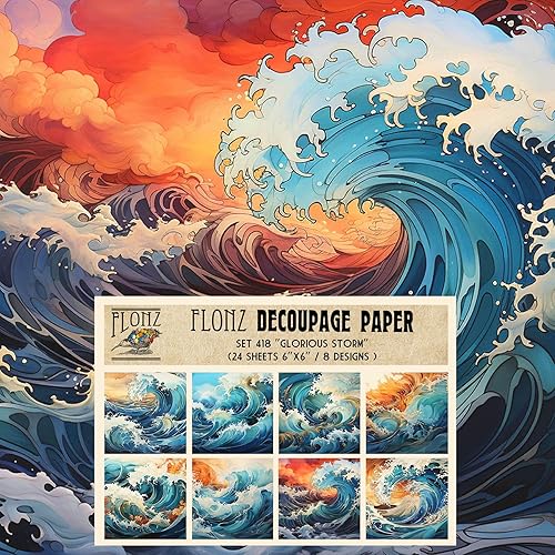 Decoupage - Paquete de papel (24 hojas de 6 x 6 pulgadas) Glorious Storm # Papel de patrón de estilo vintage para decoupage, manualidades y álbumes
