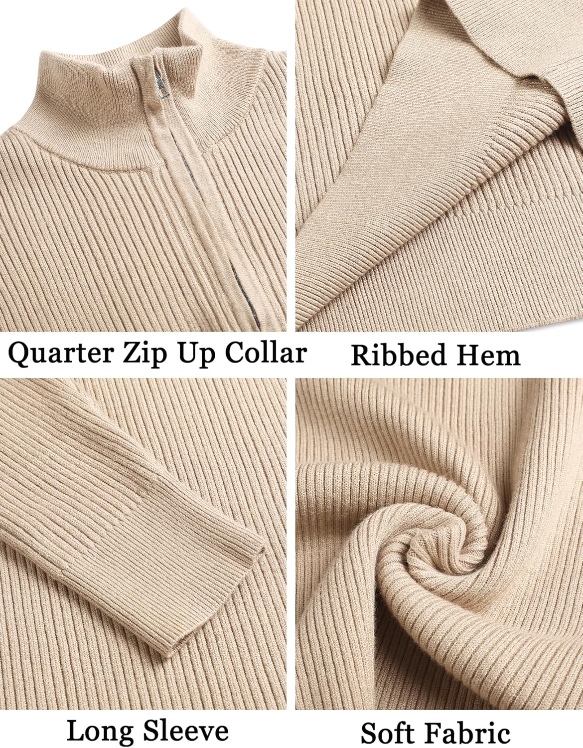 COOFANDY Men's Quarter Zip Sweaters Slim Fit Mock Neck Pullover Sweaters Lightweight Knitted Polo Sweater - Image 5