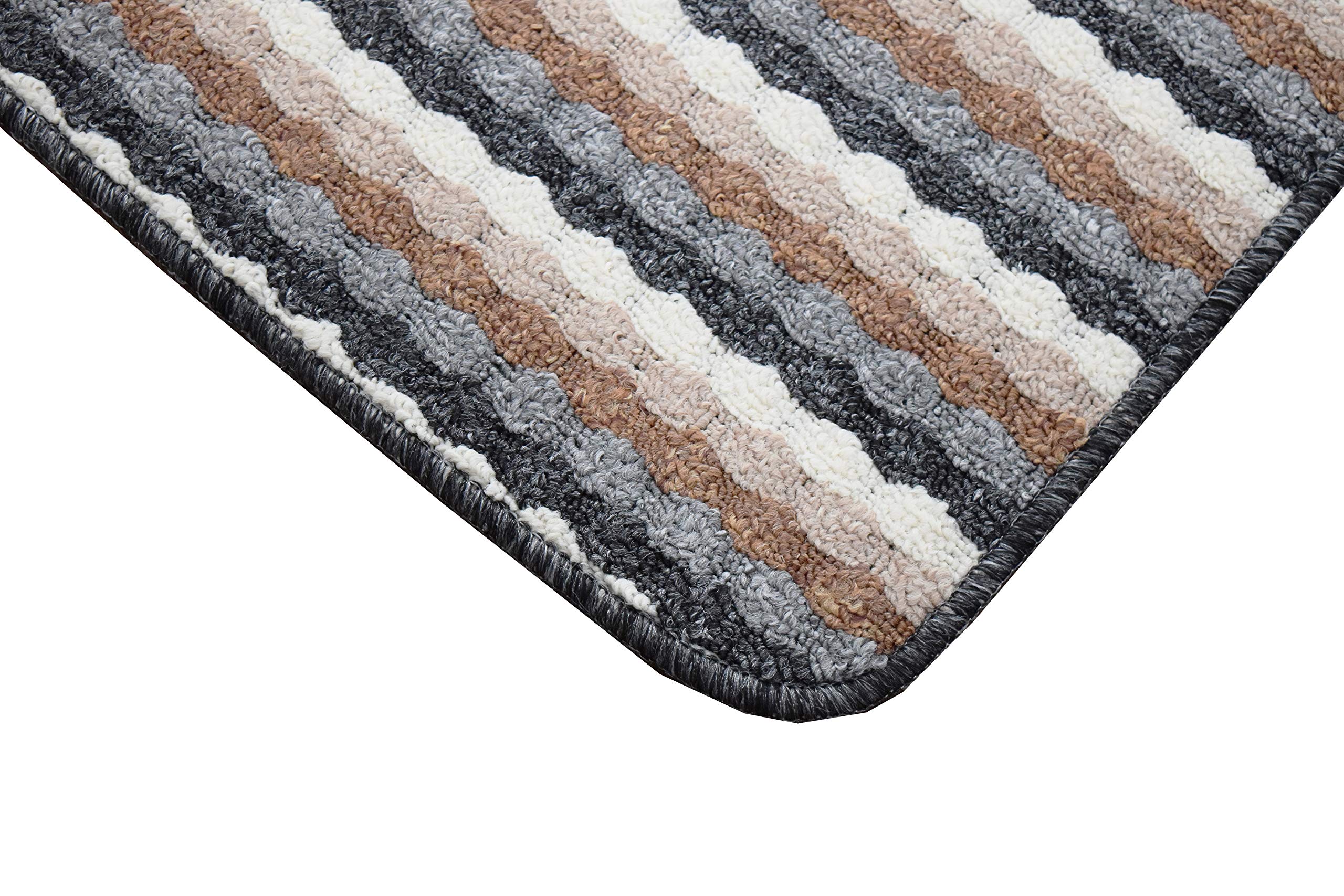 SrS Rugs® Non Slip Kitchen Door Mats & Hallway Runners Washable Rug UK (Grey & Brown, 57cm x 180cm) — image 1