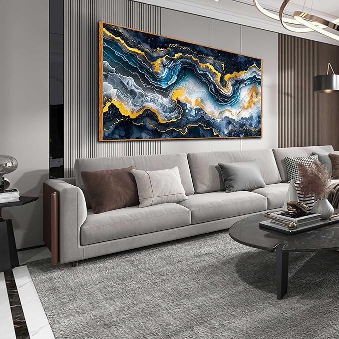 Framed Wall Art for Living Room, Abstract Ocean Wave Canvas