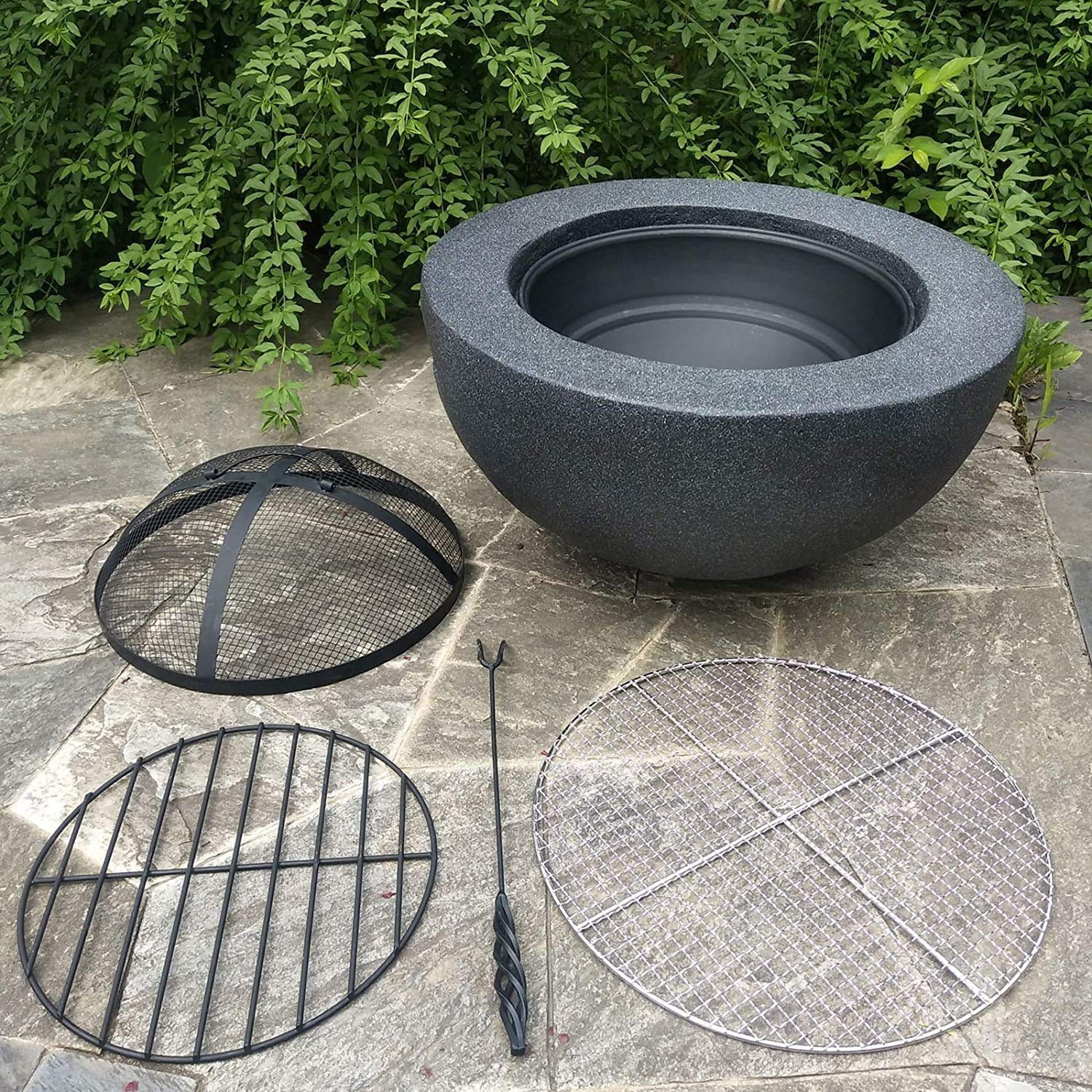 Zewnętrzny palenisko opalane drewnem z tlenku magnezu do ogrzewania / grillowania w ogrodzie, palenisko ogrodowe i tarasowe z pokrywą, grill na świeżym powietrzu i na kemping.