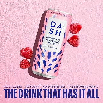 DASH Water Raspberry - 12 x Raspberry Flavoured Sparkling Spring Water - NO Sugar, NO Sweetener, NO Calories - Infused with Wonky Fruit (12 x 330ml cans)