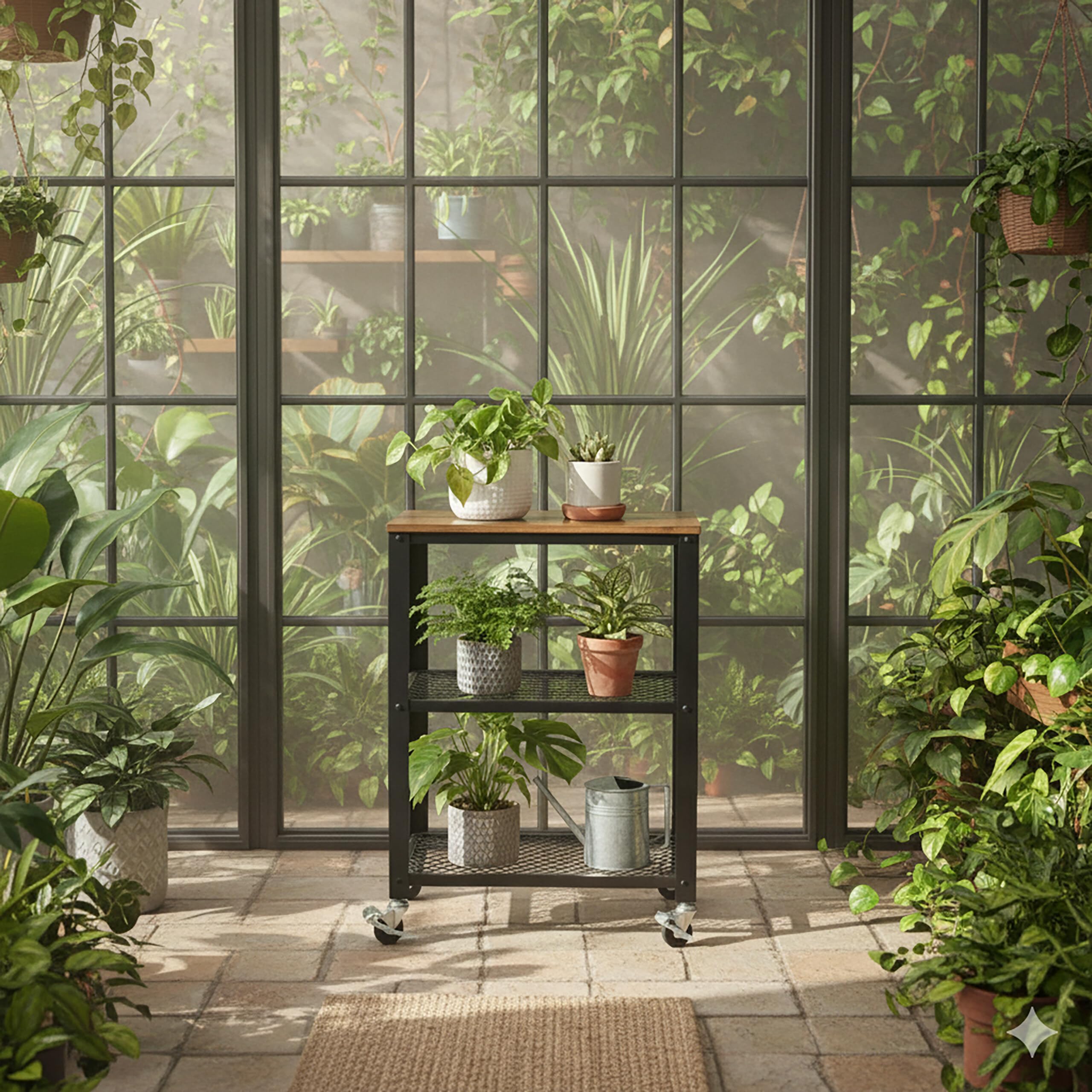 Relaxdays Desserte 3 Niveaux Aspect Bois à roulettes, Cuisine/Maison/Bureau, H×L×P 77,5×60×40 cm métal Brun-Noir
