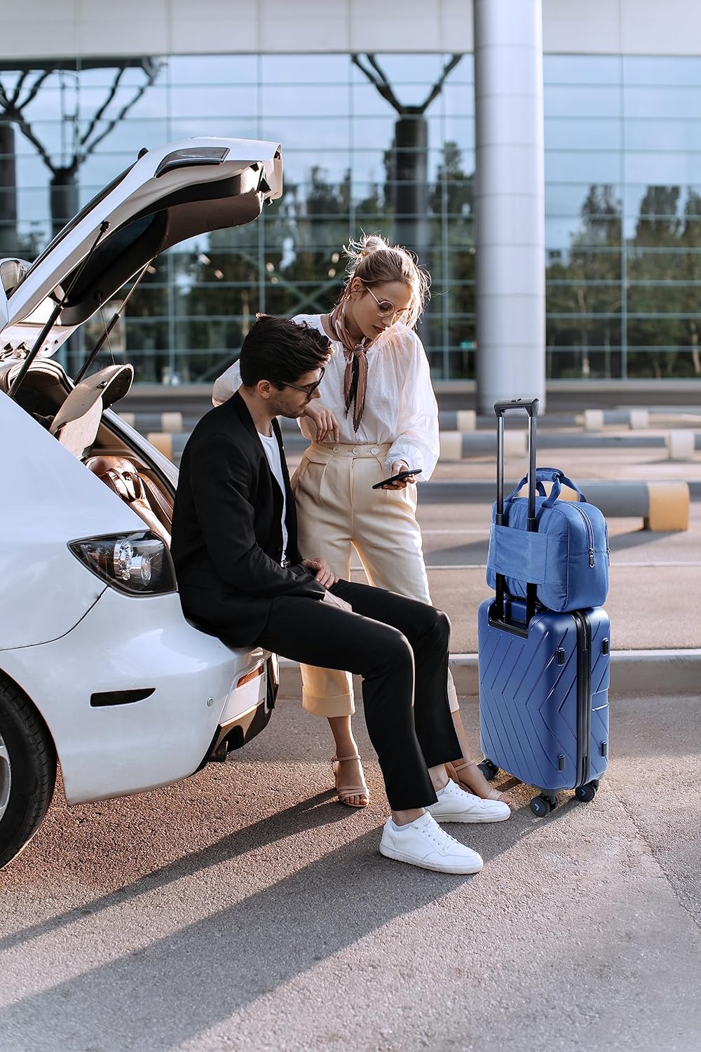 BAGSMART 2 Piece Luggage, 20 Inch Carry On Suitcase with Spinner Wheels, Polycarbonate Material, Blue - Image 7