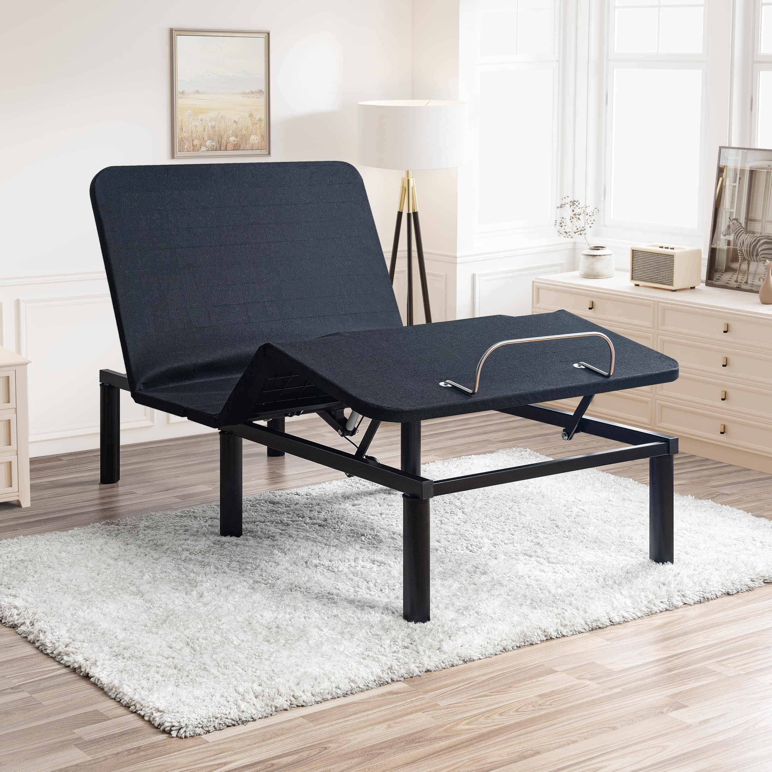 Naomi Home Twin XL Adjustable Bed Frame, Metal, Black, 7 Positions, Wireless Remote, Easy Assembly - Enhanced Comfort & Stylish Design