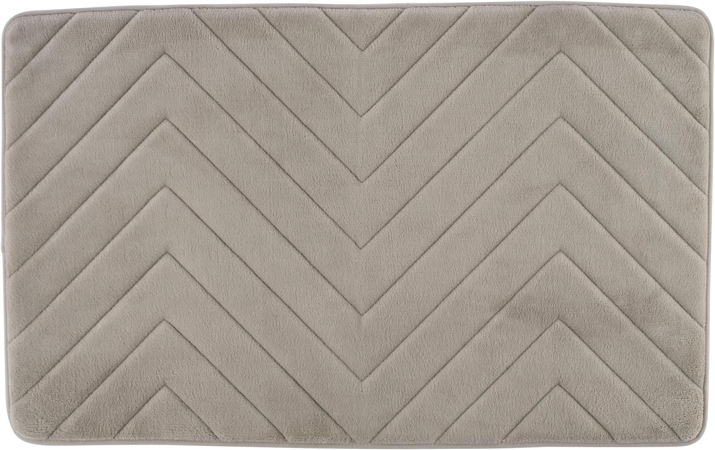 Beldray LA032647LGRYUFFEU7 Anti-Bac Chevron Memory Foam Bath Mat – Extra-Soft Bath Rug, Machine Washable, Anti-Slip Backing for Added Safety, Treated with Antimicrobial Treatment, 50 x 80 cm, Grey