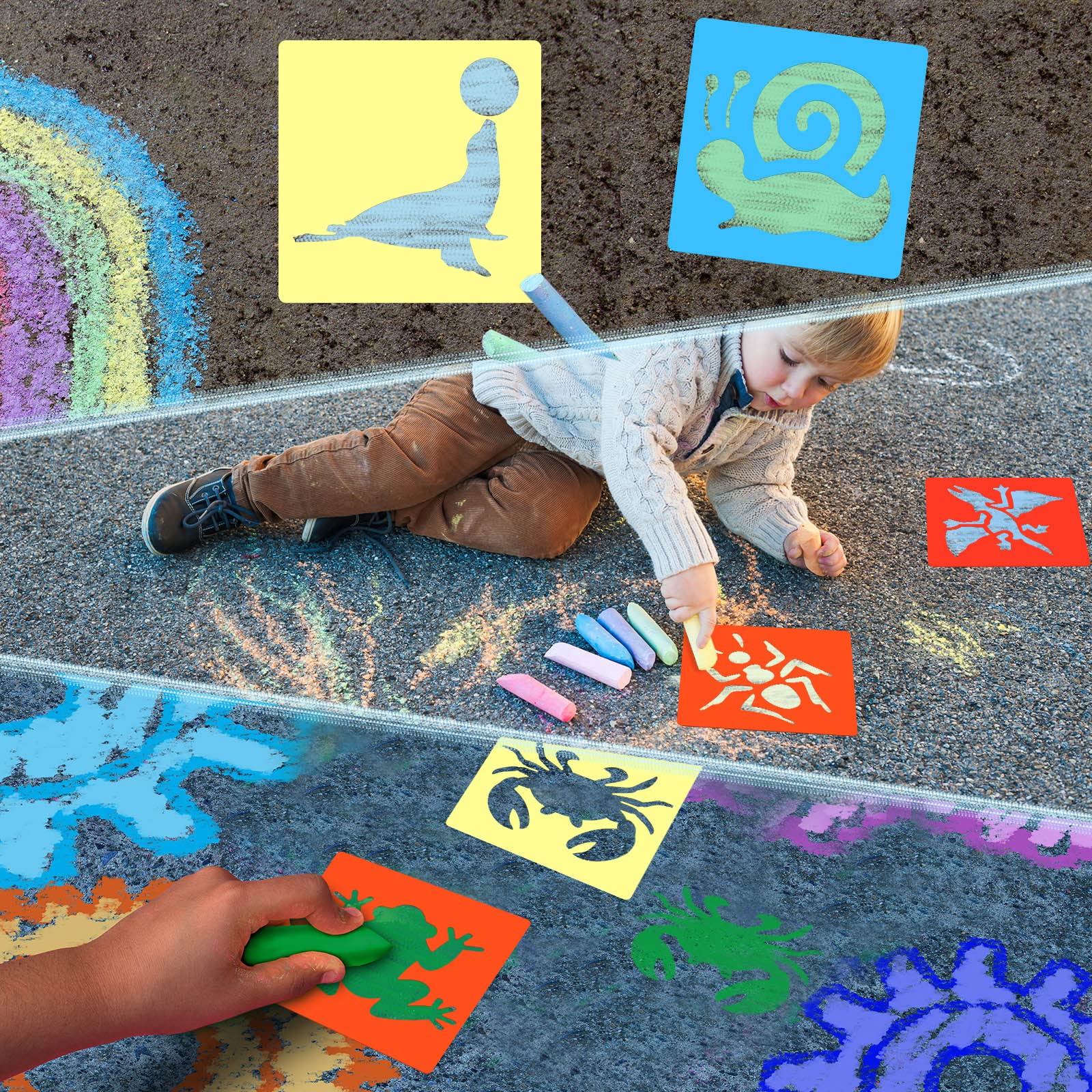 Gersoniel 24 Pieces Stencils for Crafts Reusable Stencils for Kids Drawing Sidewalk Chalk Washable Animal Themed Primary Shape Template for Kids Preschooler, Animal Style