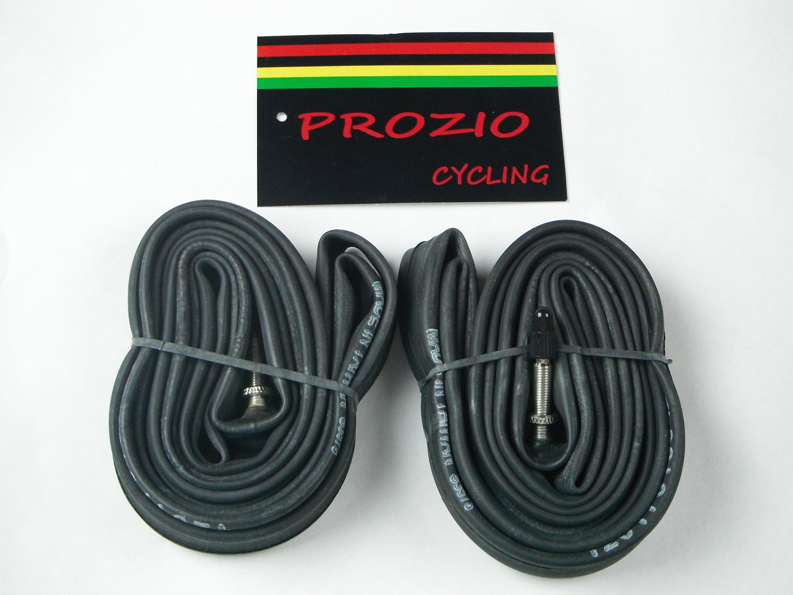 2 Pack of Prozio Presta Valve 700 x 20/25 Road Bike Tubes with 32mm Valve stem--Tubes are in a convenient protective bag-- Tubes fit bicycles fromTrek-Specialized-Giant-Raleigh Fit 700x20, 700x23, or 700x25 tires. 60 Day.
