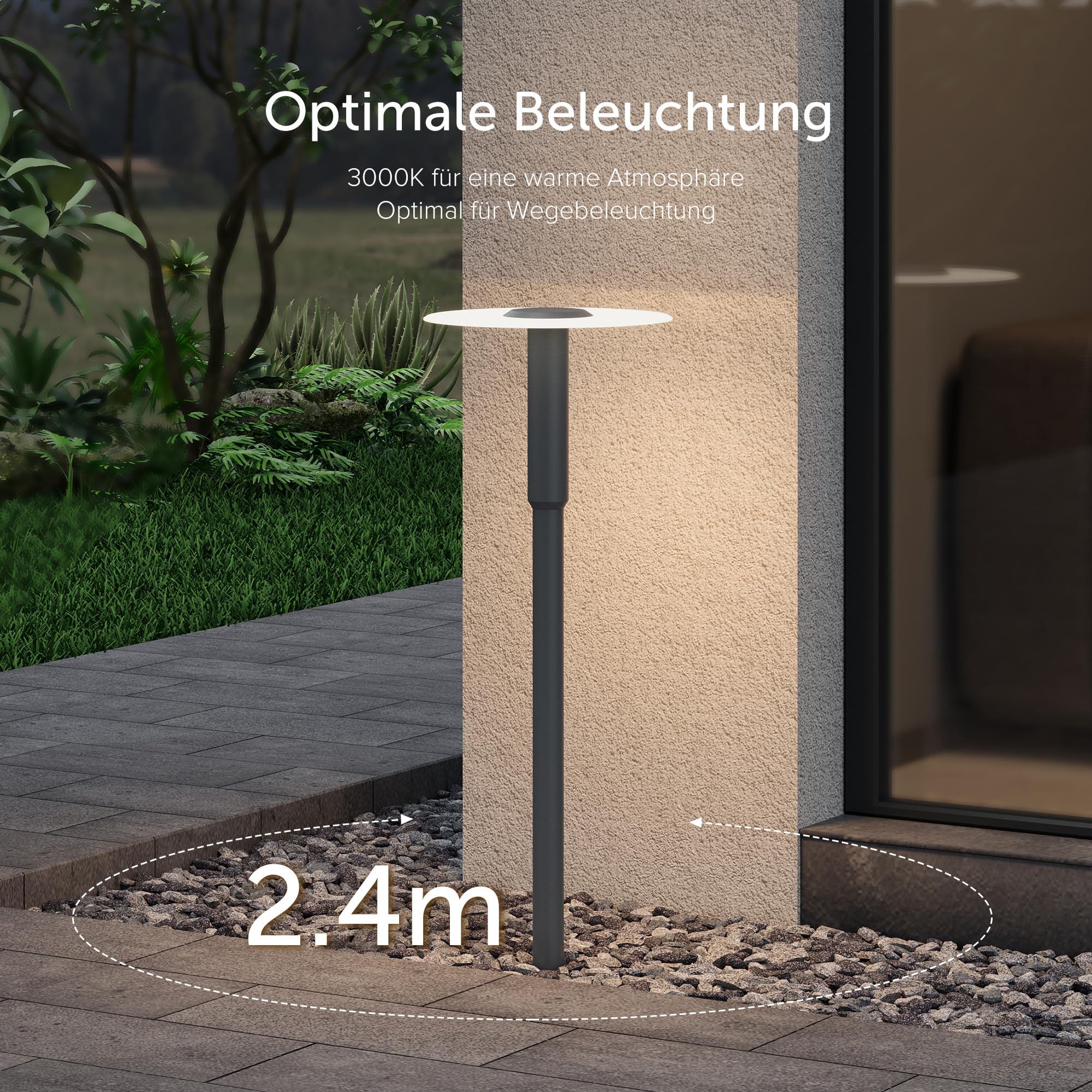 doporro Wegeleuchten Außen Stromanschluss 80cm Gartenleuchte IP65 6W