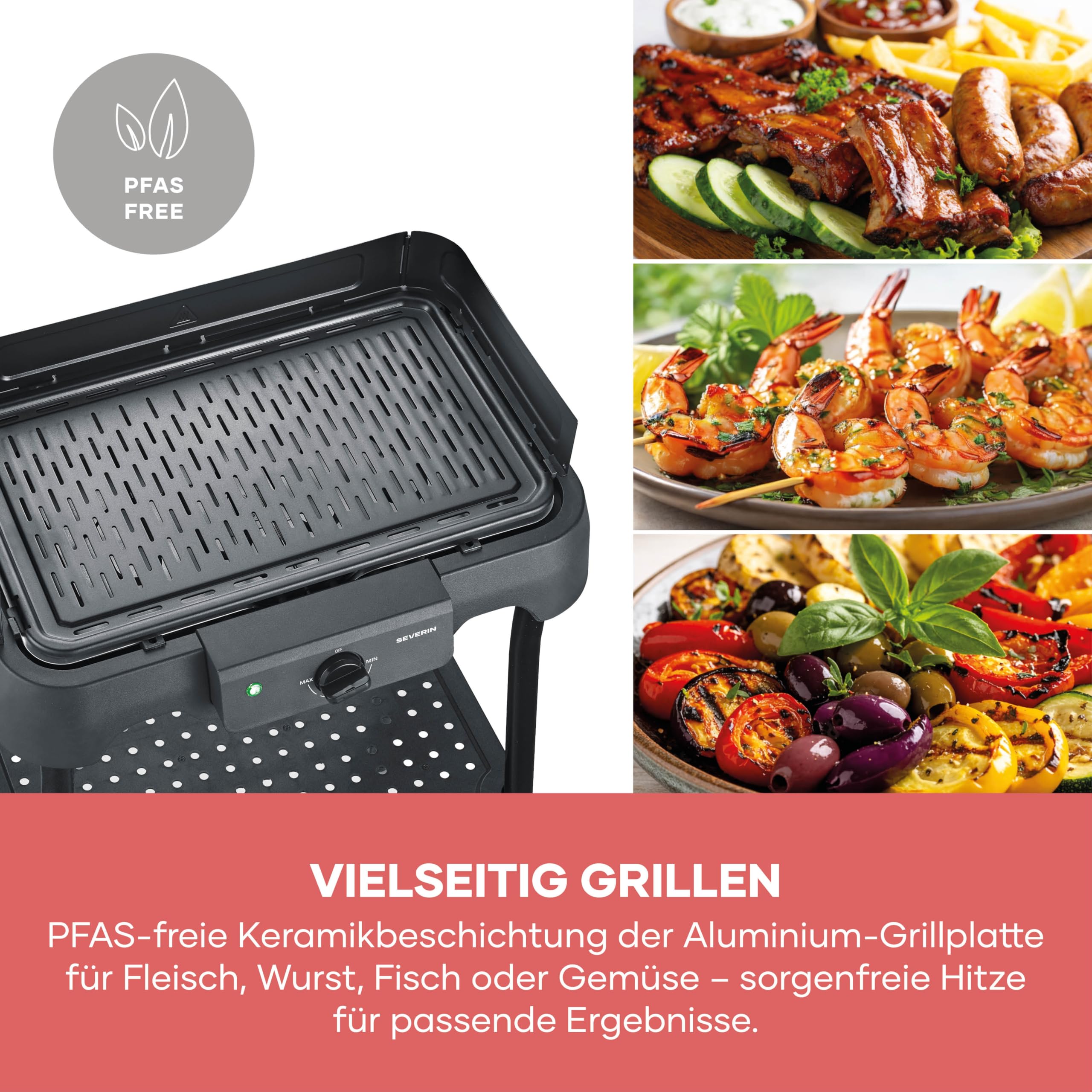 Severin Tischgrill Standgriff 2000W 40-220°C 39x23cm schwarz