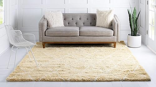 Miniatura 3 de Unique Loom Rabat Shag Collection - Alfombra moderna tribal de inspiración marroquí de felpa y diseño geométrico suave (8 pies x 8 pies, cuadrada,