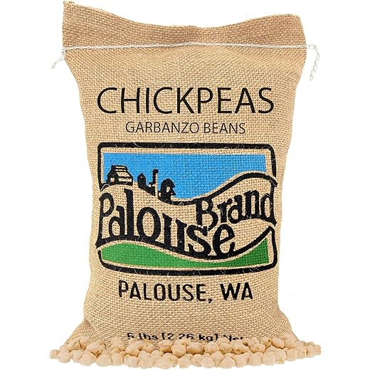 Certified Glyphosate Residue Free Chickpeas | Garbanzo Beans | 5 LBS | Family Farmed in Washington State | Non-GMO Project Verified | Kosher Parve | USA Grown | Field Traced | Burlap Bag