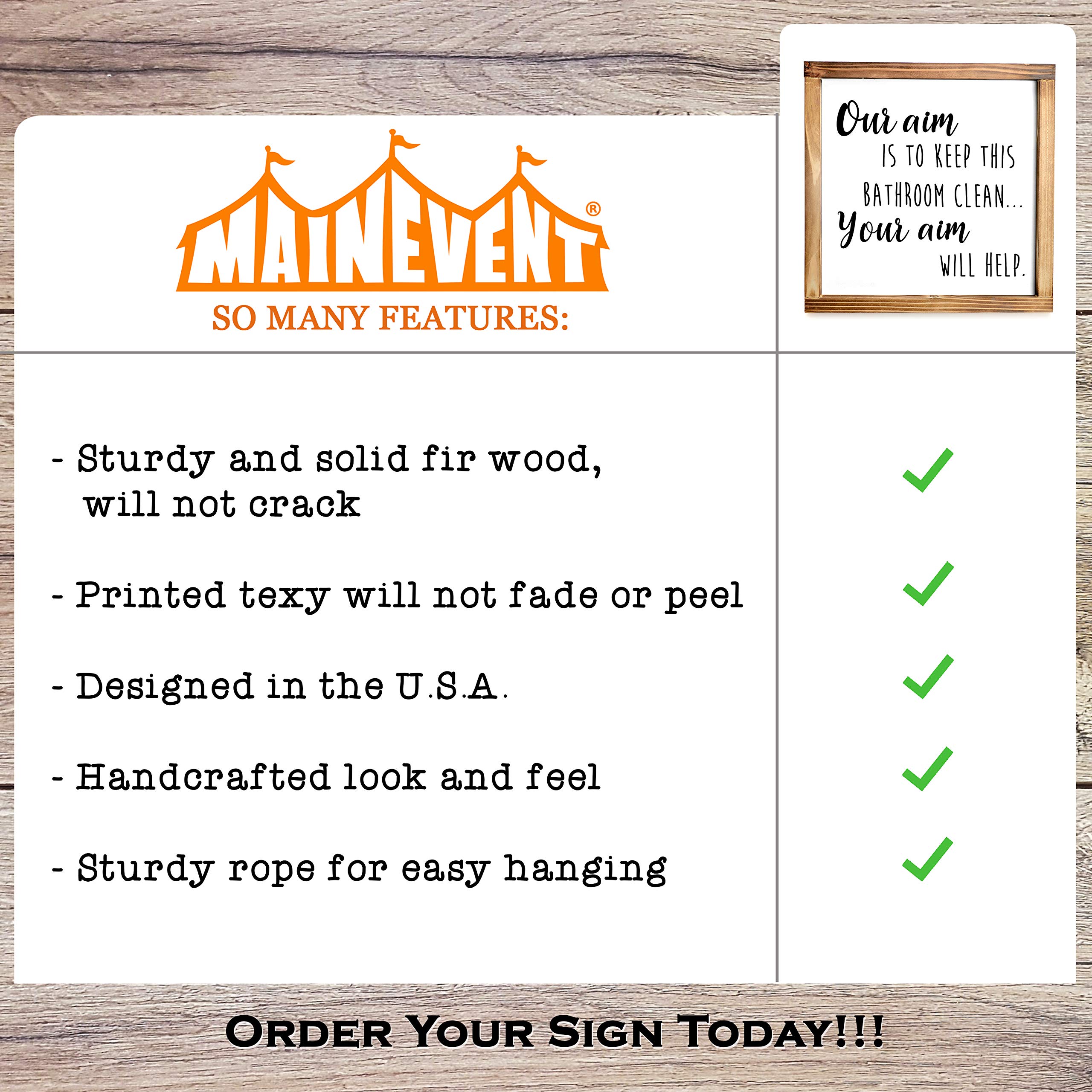 Buy Our Aim is to Keep This Bathroom Clean Sign 12x12 Inch, Bathroom