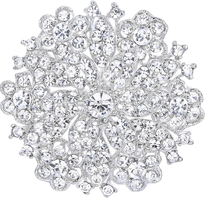 EVER FAITH Women's Clear Austrian Crystal Elegant Flower Wedding Corsage Brooch Pin for Bride Bridesmaid