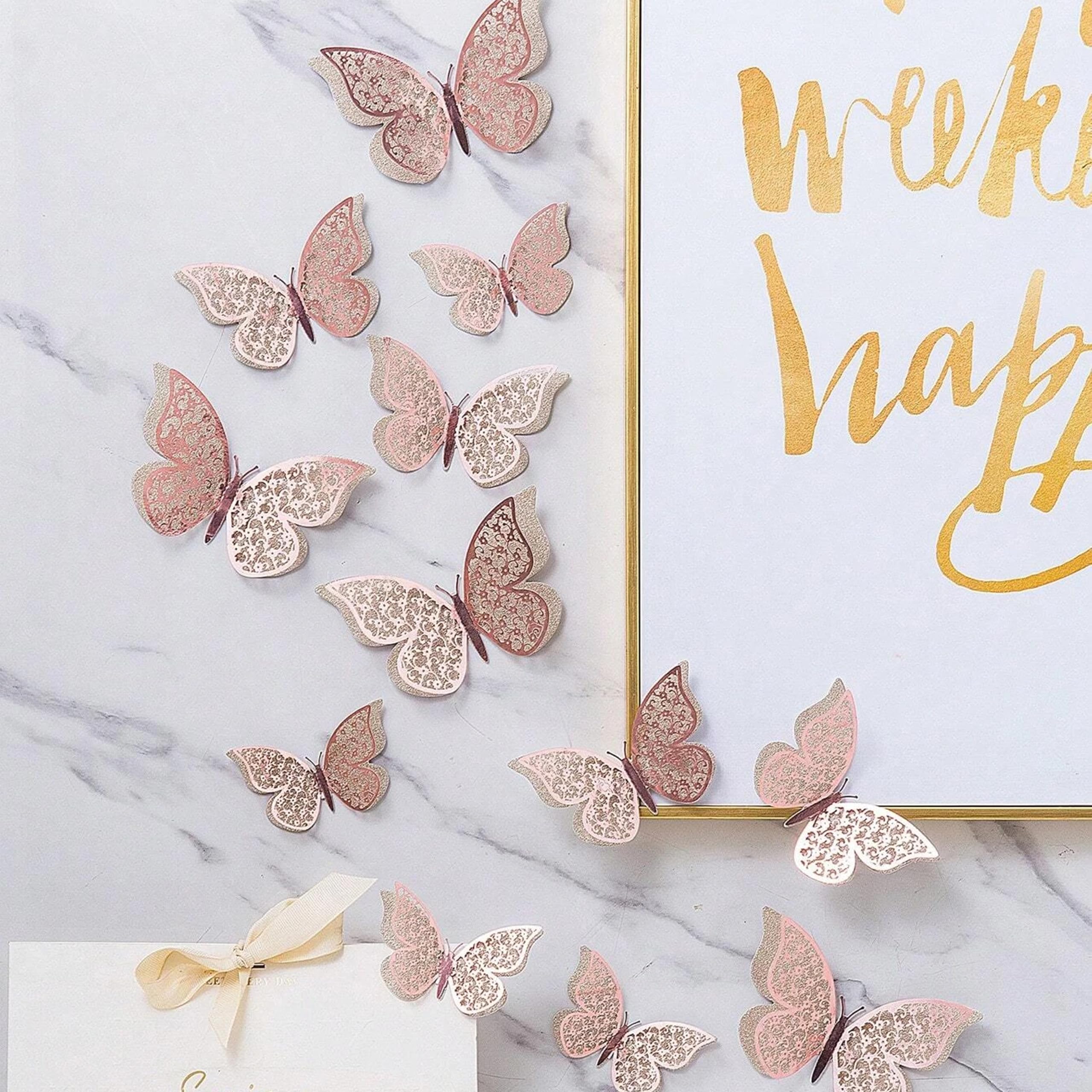Art Street 3D Gorgeous Shiny Metallic Finish Home Decor Butterfly with Sticking Pads - Metallic Butterfly Decorations Party 3D Butterfly Wall Stickers (Rose Gold-Set of 12) (B0DHKRJXDP) Amazon Price History, Amazon Price Tracker