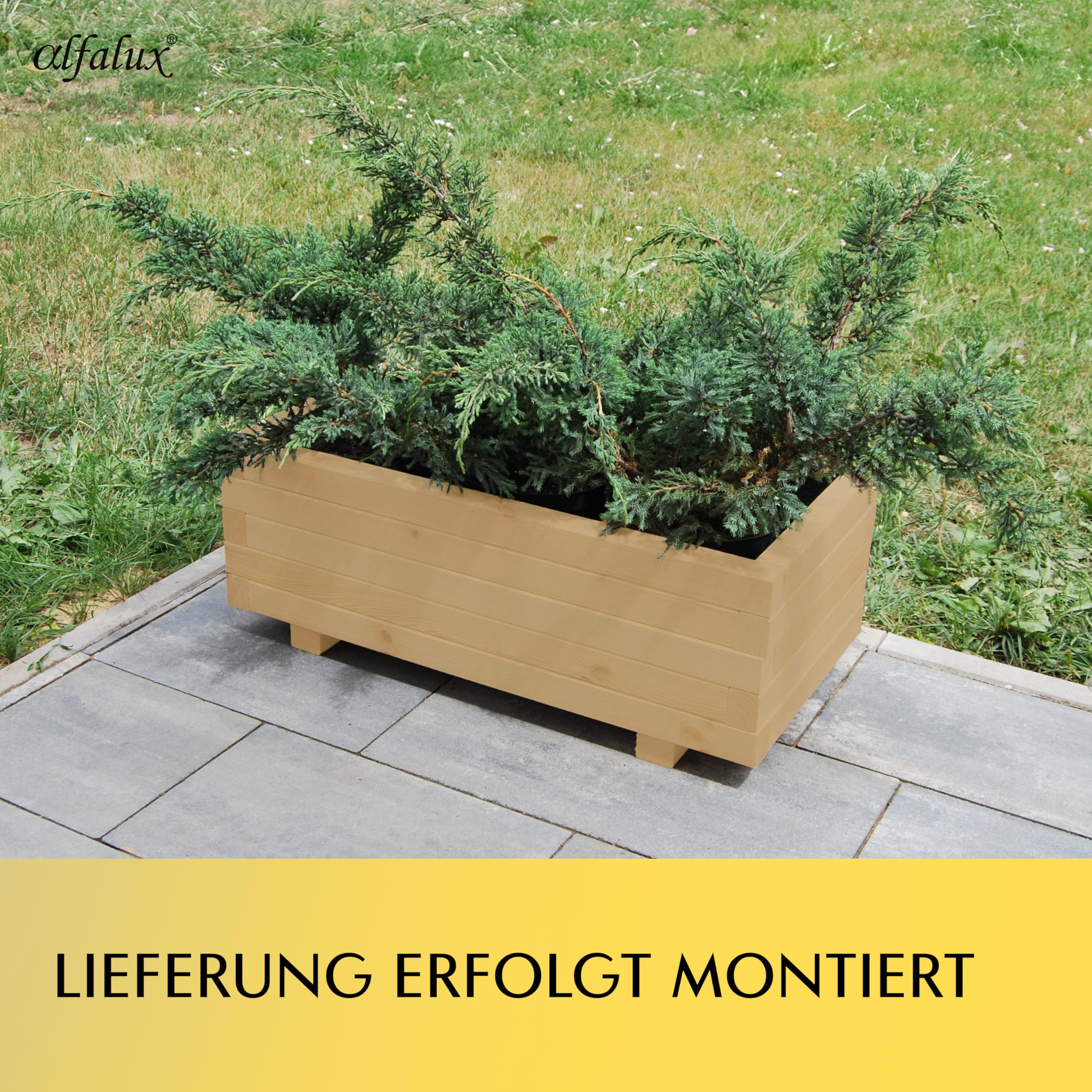 Hochbeet Blumenkasten aus Holz Pflanzkübel Garten Balkon Terrasse Eiche AB100KAN4030EI 100 x 40 x 30H cm mit 2 x Wasserablauf
