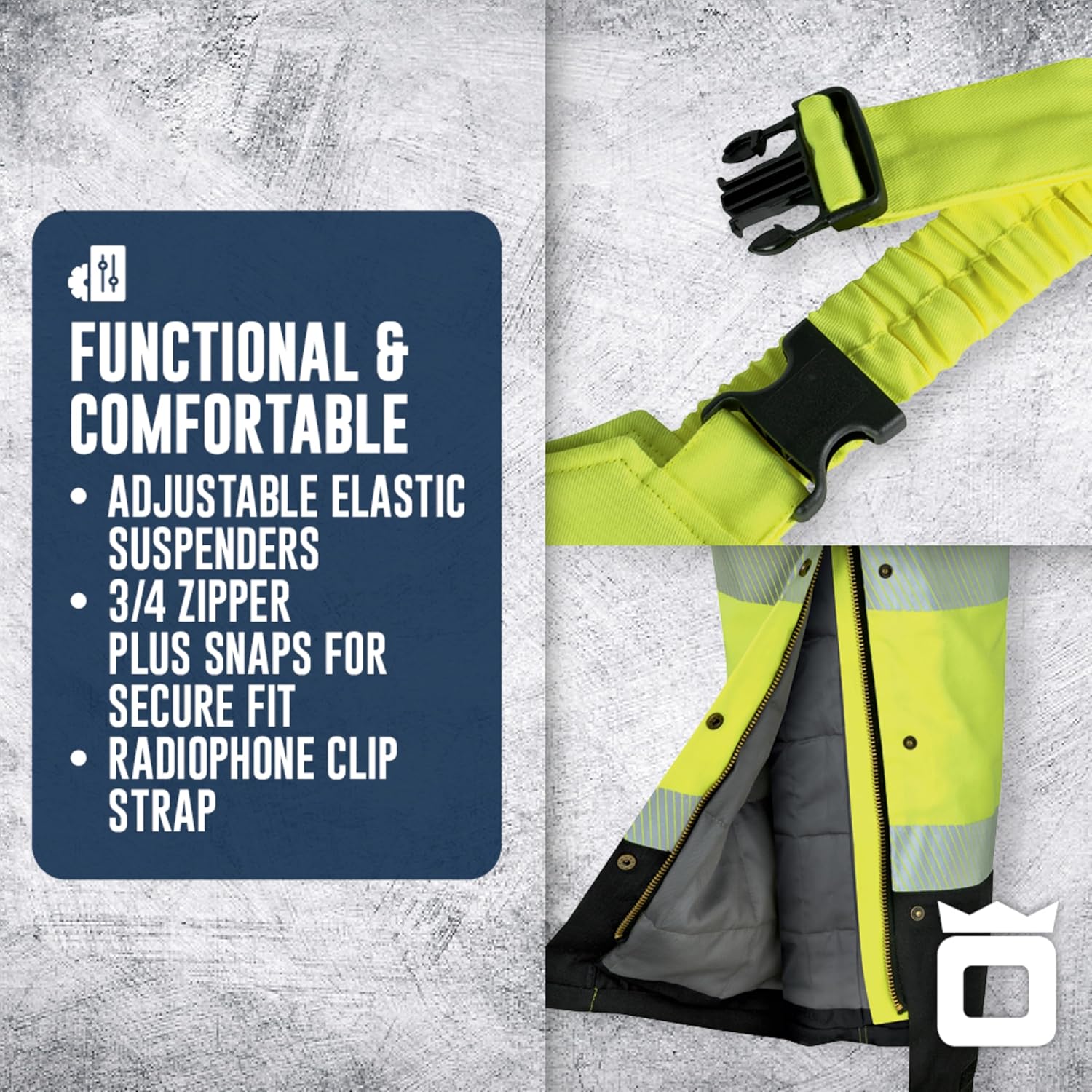 Oberon Hi Vis FR/ARC-Rated Safety Overalls – Flame Resistant Insulated Bib Pants – Rated to -35°F – Class E, ATPV 40 cal