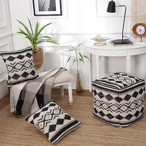 Miniatura 87 de REDEARTH · Puf otomano sin rellenos, con textura, cubo de almacenamiento, puf, reposapiés para sala de estar, dormitorio, guardería, habitación de