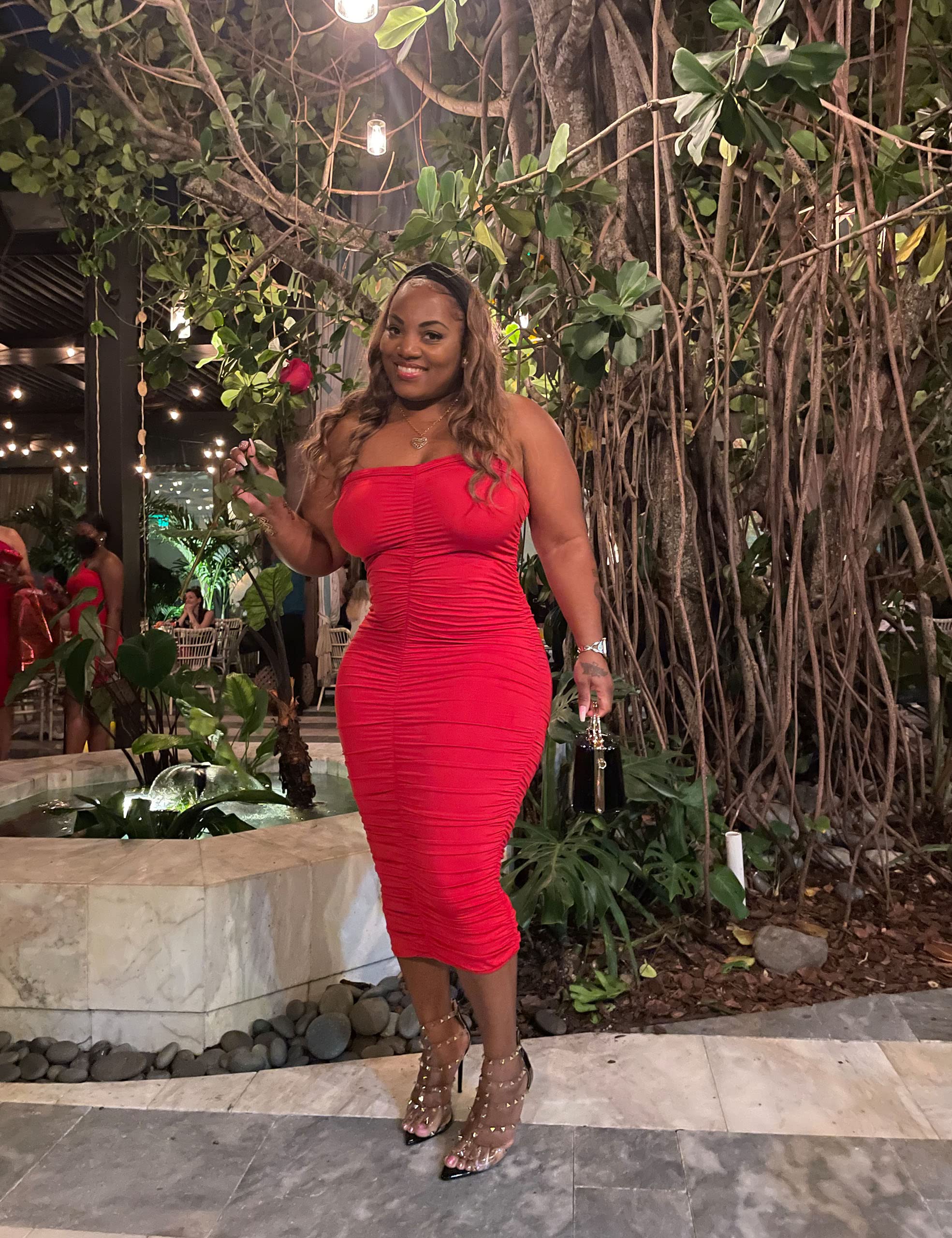 BEAGIMEG Women's Sexy Ruched Strapless Bodycon Tube Maxi Long Club Dress