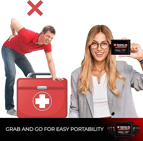 Miniatura 3 de Kit de primeros auxilios portátil de tamaño de viaje, paquete surtido, perfecto para el hogar, oficina, automóvil, escuela, negocios, viajes,