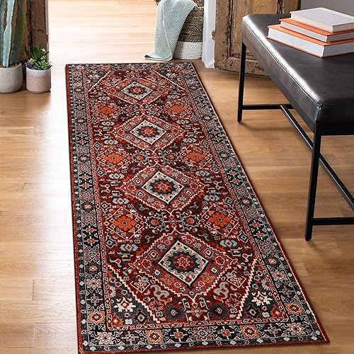 Miniatura 8 de Beeiva Alfombra roja oriental para pasillo, de 6 pies, ultrafina, antideslizante, lavable, alfombra de pasillo de cocina de 2 x 6 pies, alfombra