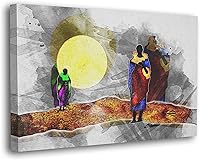 Vista 31 de SpiritualHands Máscaras africanas - Lienzo decorativo para pared, lienzo de dama africana, vibrante arte de pared africano hecho a mano