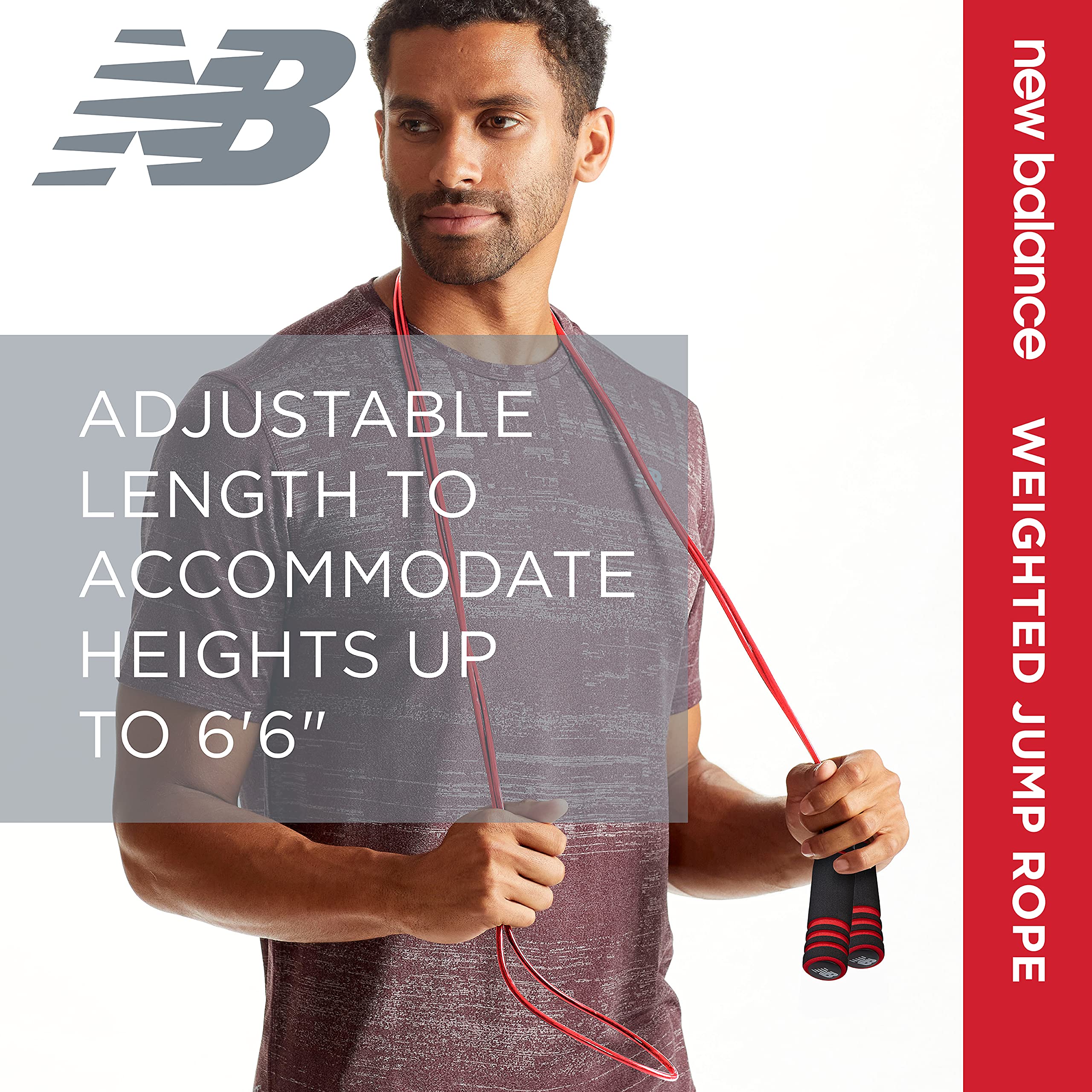 New Balance Skakanka obciążeniowa dla mężczyzn – zestaw ciężkich uchwytów piankowych 0,5 kg, regulowana długość, trening treningowy, skakanka do fitnessu dla kobiet (zestaw 0,5 kg)