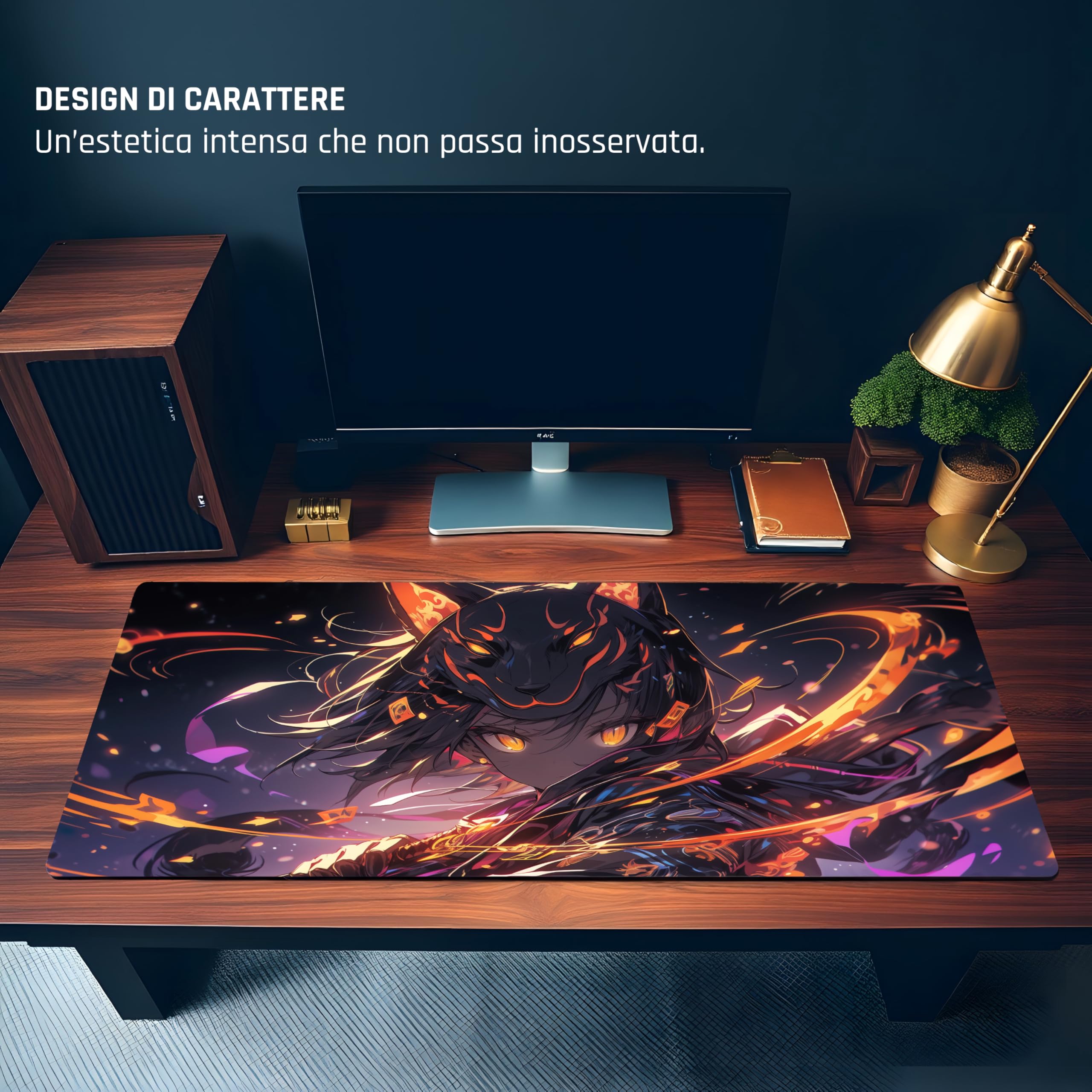 TRYNOVAS Tappetino Mouse XL 80×30 cm (3mm) – Anime Demon Girl, Arte Oscura – Mousepad Gaming Antiscivolo, Bordi Cuciti, Desk Mat Grande per PC Gamer