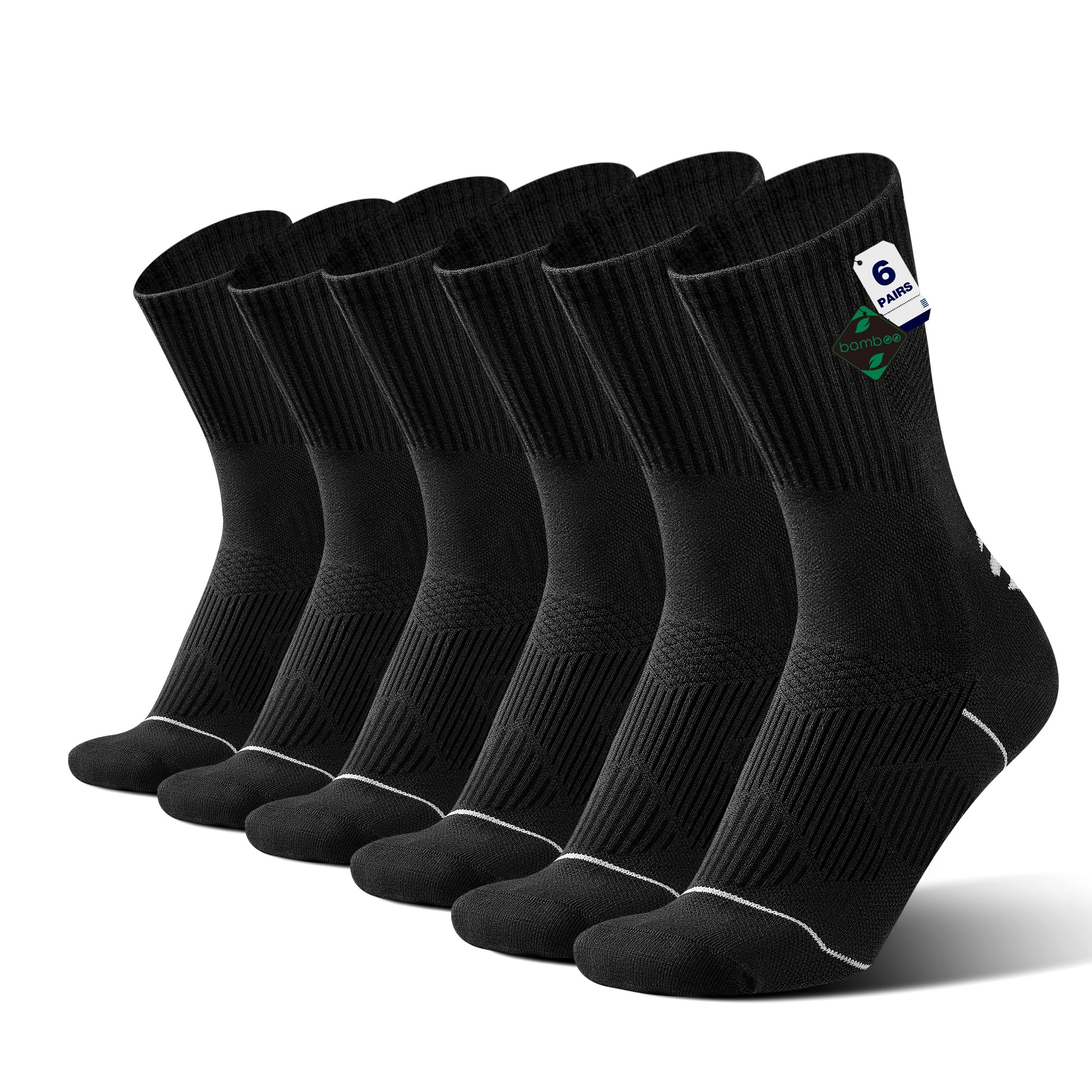 ineepor 6 Paires Bambou Chaussettes de Contention Hommes Femmes – Légères, Sans Couture, Transpirantes, Anti-Odeur – Course, Randonnée, Vélo
