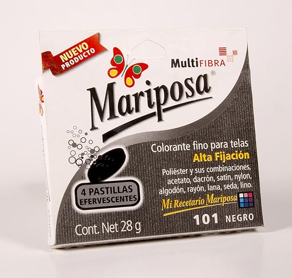 Mariposa Colorante Para Ropa, Pastilla De Color Negro Numero 101, 4