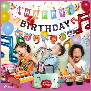 Pirese Music Birthday Banner - Karaoke Music Themed Party Decor