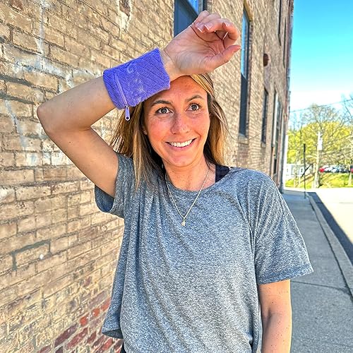 Miniatura 2 de Sprigs Banjees - Pulsera para el sudor - Pulsera para la muñeca - Pulsera con cremallera - Pulsera con bolsillo con cremallera y soporte para llaves