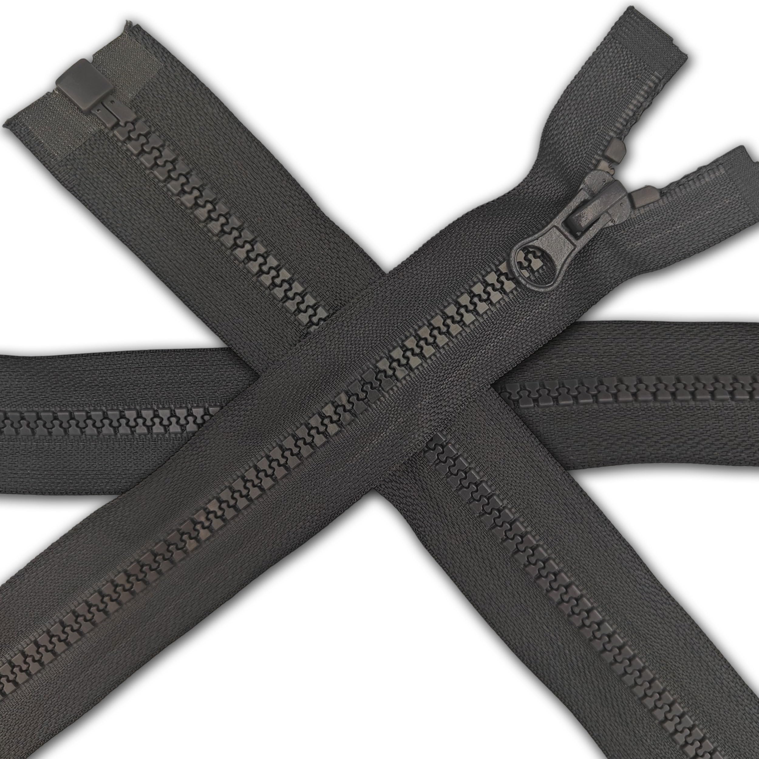 1 pc Dark Grey Chunky Zipper 17.7'' | Open-End Fastener Size #5 | Single Slider, One-Way Plastic Resin Zip for Sewing, Jackets, Coats, DIY Repair, Tailoring | Replacement Zipper 45cm