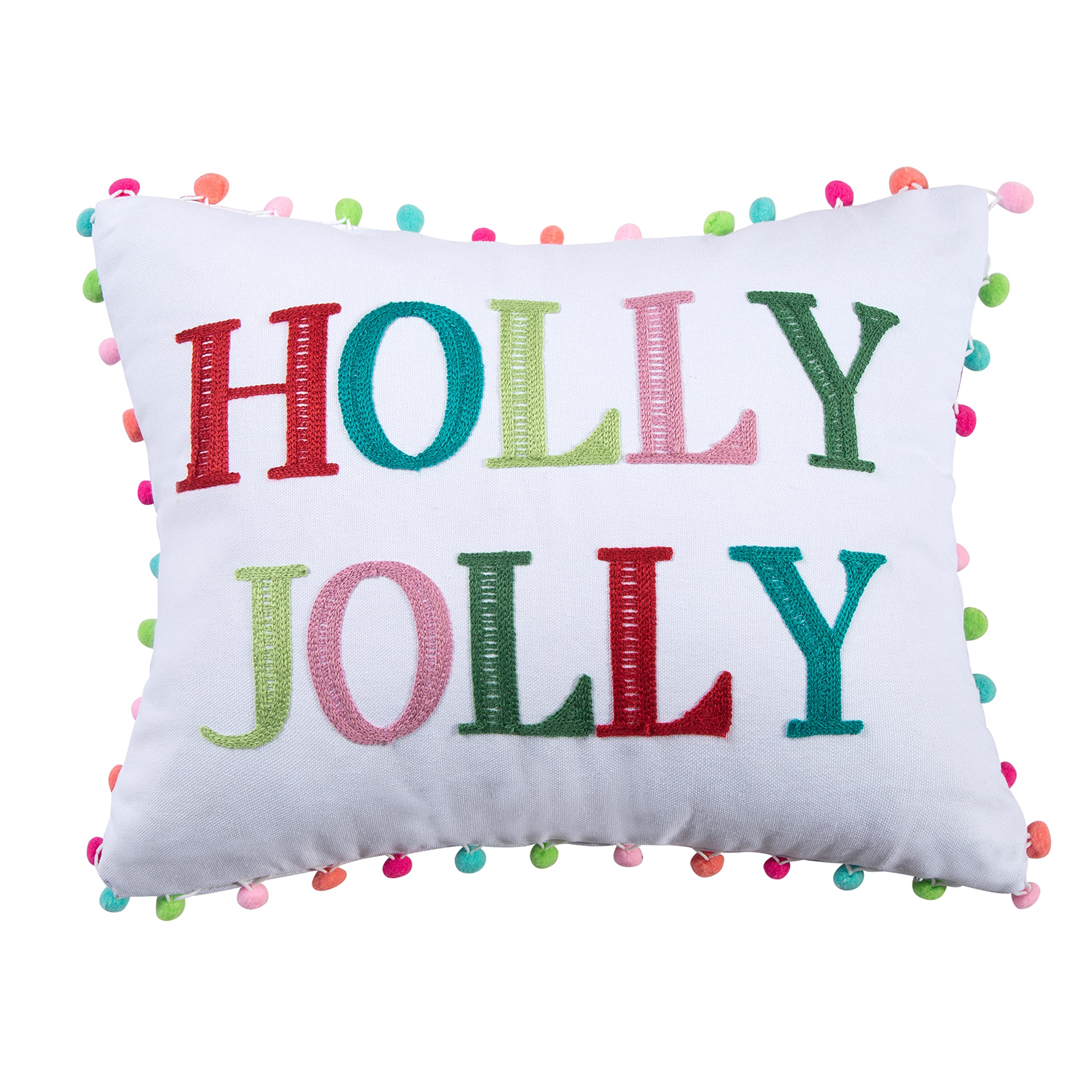 Levtex Home Merry & Bright Collecion - Holly Jolly - Quilted Decorative Pillow (14X18in.) - Holly Jolly - Reversible - Cotton/Poly