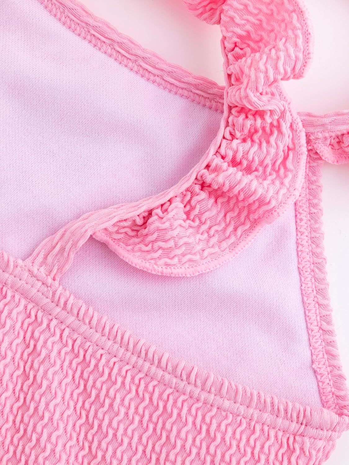 LIZENS One Piece Swimsuit for Girls, Pink Beach Swimwear with Floral Embroidered Ruffled, Bathing Suit for Kids 2-12 - Image 5