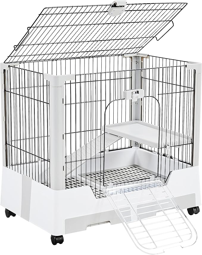 Yaheetech Rolling Small Animal Cage 2Level Open Top Rabbit Cage with Platform/Ramp/Litter Tray