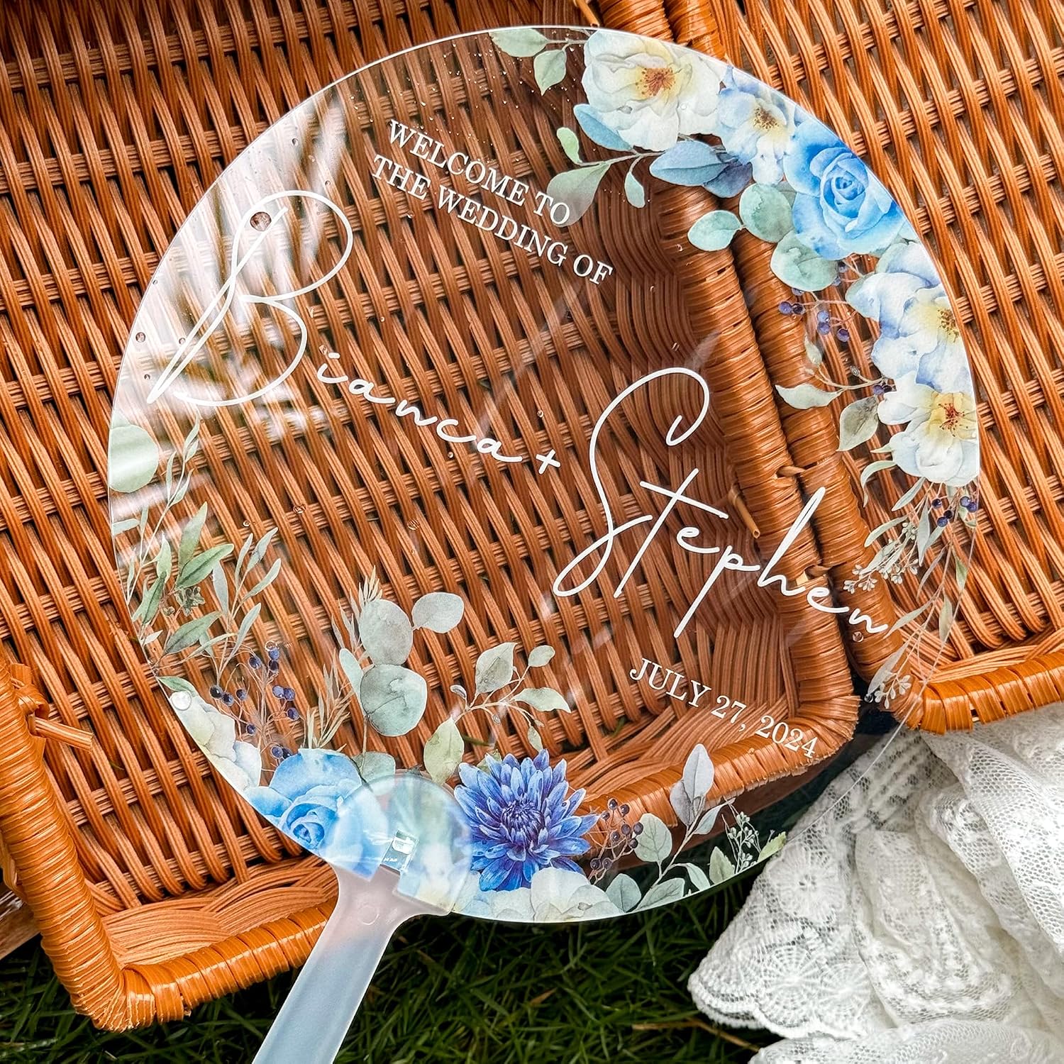 Personalized Transparent Handheld Wedding Fans, Wedding Favor Fans for Hot Outdoor Wedding, Summer Wedding Gifts for Guests, Custom Bulk Bridesmaid Gift (1) image 4