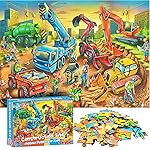 Jigsaw Puzzles for Kids Ages 3-5, 4-8, 6-8 Boys Girls - 60 Piece Construction Site - Large Piece Children Floor Jigsaw Puzzles - Science Educational Toys for 3 4 5 6 7 8 Years Old