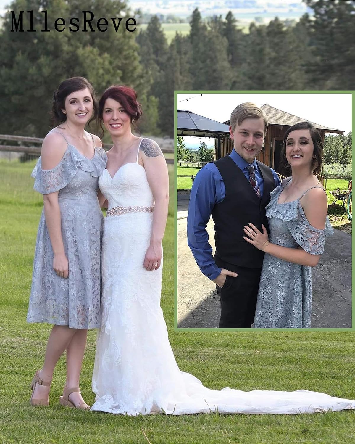 Womens Vintage Lace Floral Wedding Party Dress Short Aline Cocktail Swing Dress - Image 6